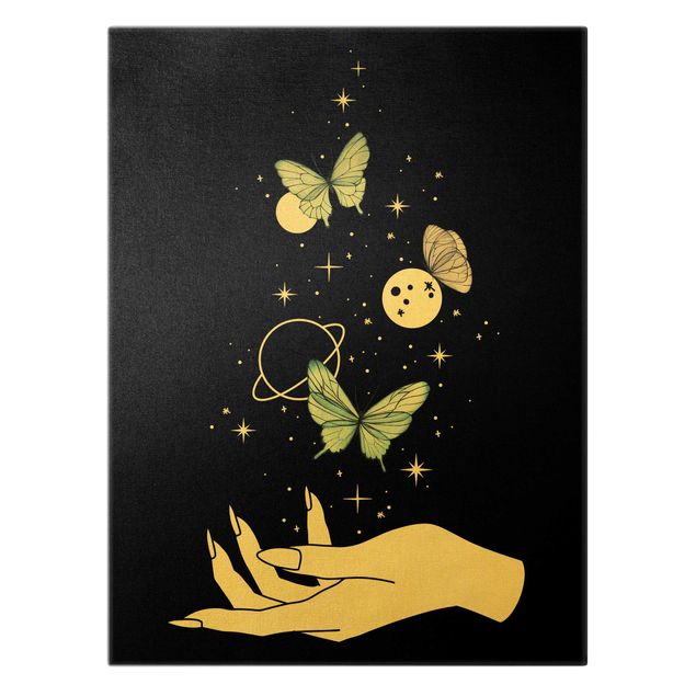 Telas decorativas Magical Hand - Butterflies And Planets