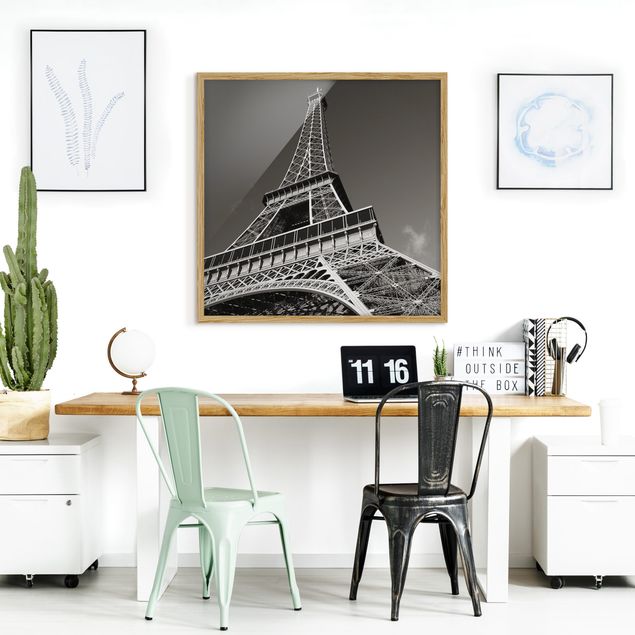 Quadros com moldura em preto e branco Eiffel tower