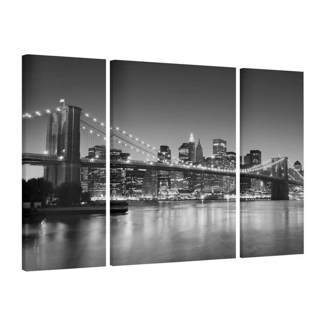 Telas decorativas em preto e branco Brooklyn Bridge in New York II