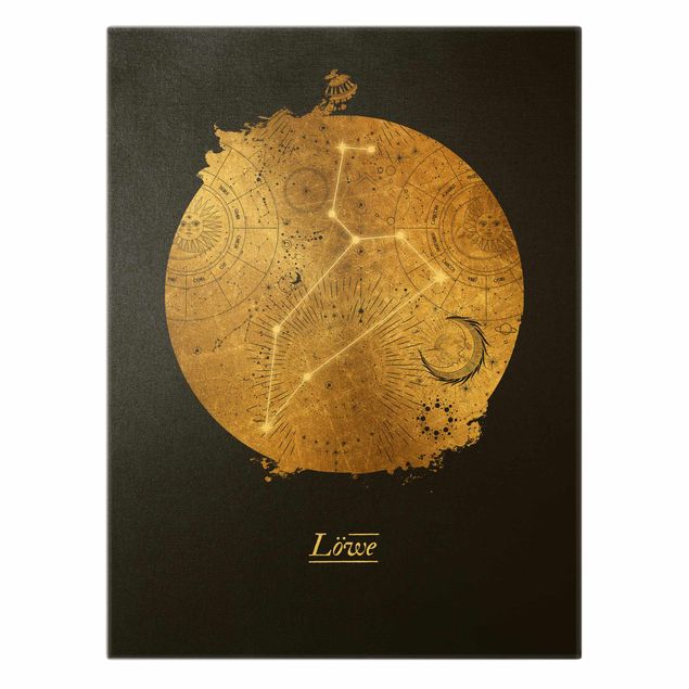 Quadros decorativos Zodiac Sign Leo Gray Gold