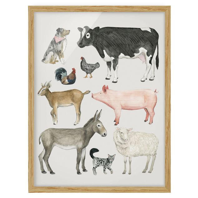 quadros decorativos para sala modernos Farm Animal Family I