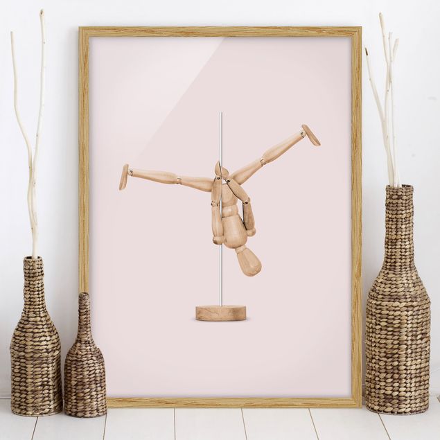 decoraçao para parede de cozinha Pole Dance With Wooden Figure