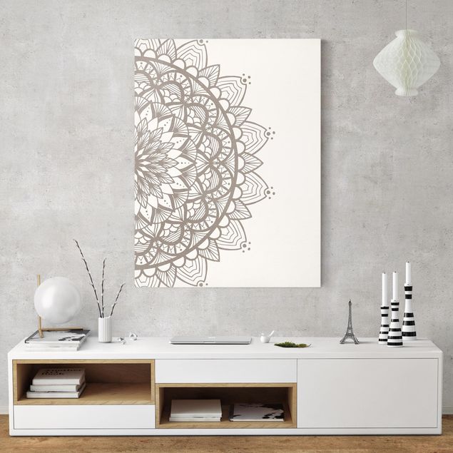 Telas decorativas zen Mandala Illustration Shabby Beige White