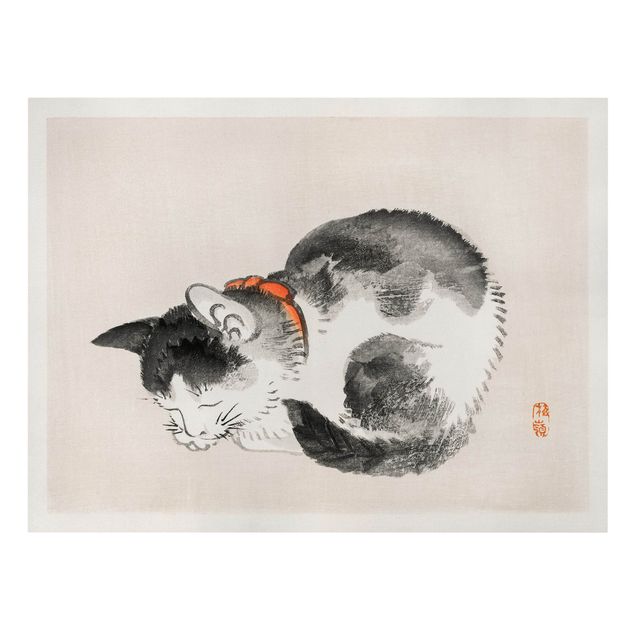 Telas decorativas vintage Asian Vintage Drawing Sleeping Cat