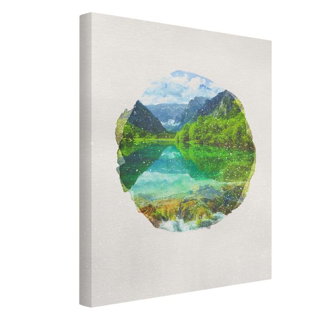 quadro com paisagens WaterColours - Mountain Lake With Mirroring