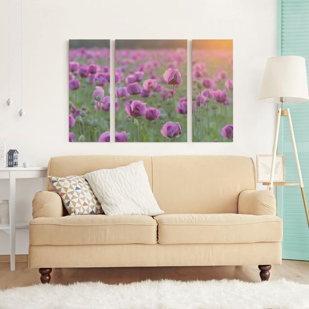 decoraçao para parede de cozinha Purple Poppy Flower Meadow In Spring