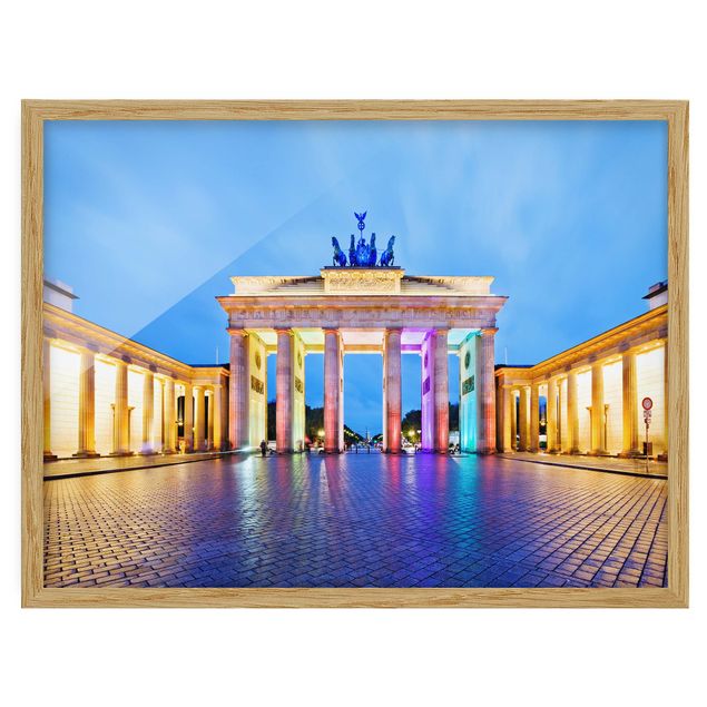 quadros decorativos para sala modernos Illuminated Brandenburg Gate