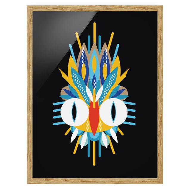 Quadros penas Collage Ethno Mask - Bird Feathers