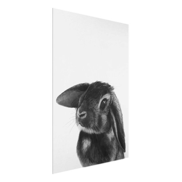 Quadros em vidro animais Illustration Rabbit Black And White Drawing