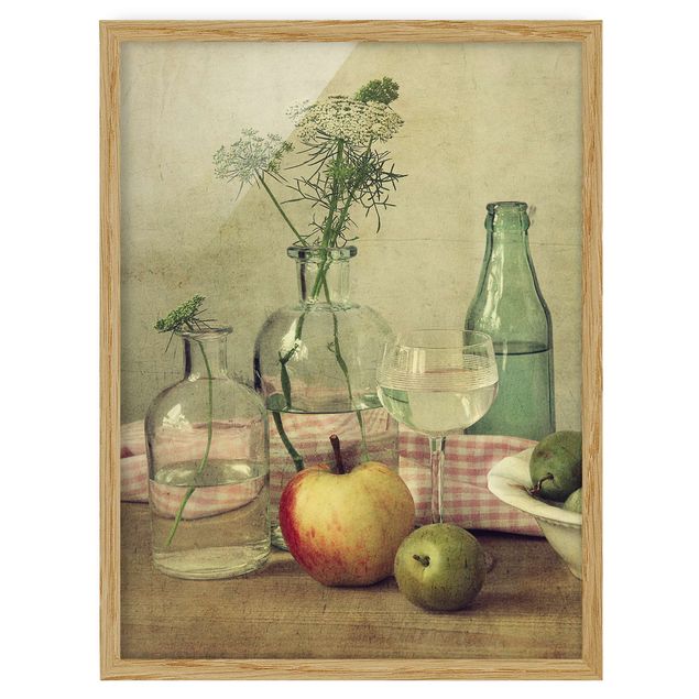 quadros flores Still Life with Bottles