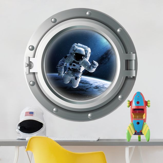 Autocolantes de parede espaço 3D porthole - astronaut in space