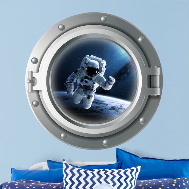 Decoração para quarto infantil 3D porthole - astronaut in space