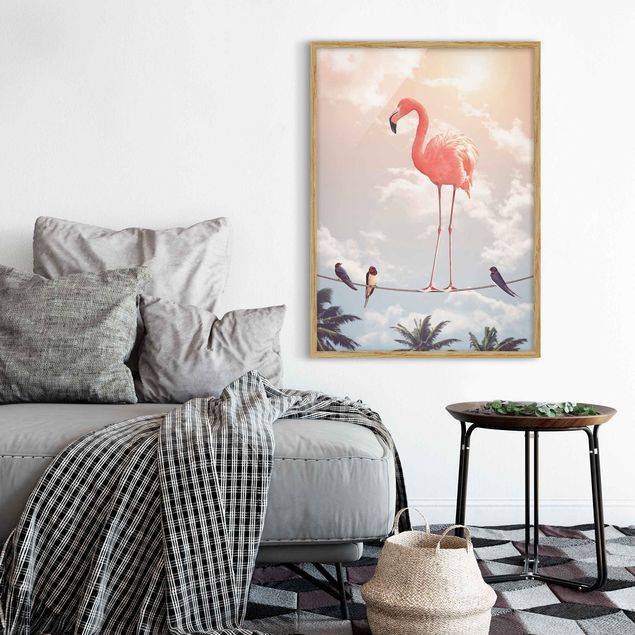 quadro com paisagens Sky With Flamingo