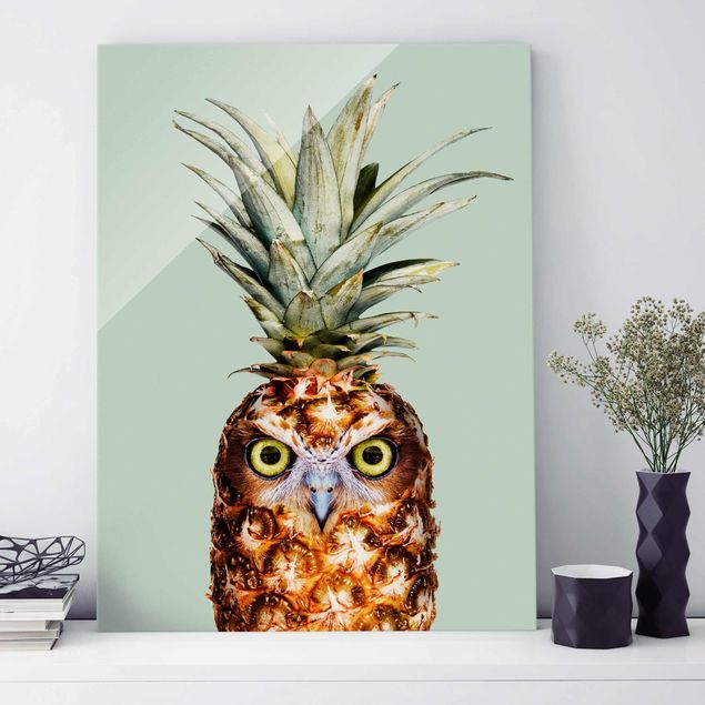 quadro de vidro Pineapple With Owl