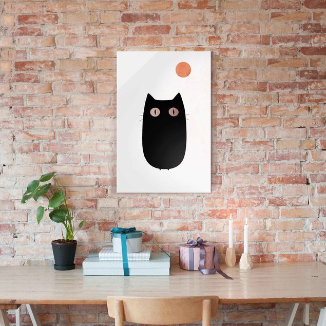 quadros com gatos Black Cat Illustration