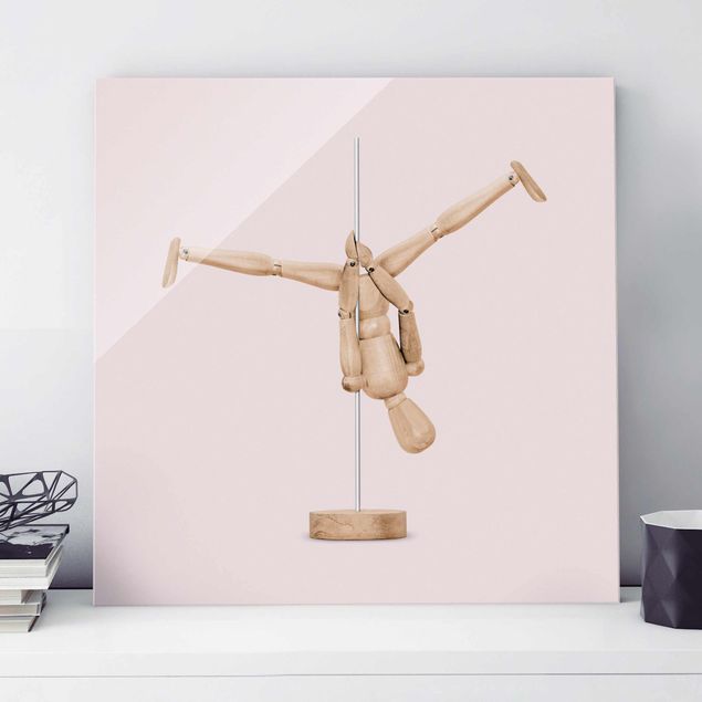 quadro de vidro Pole Dance With Wooden Figure