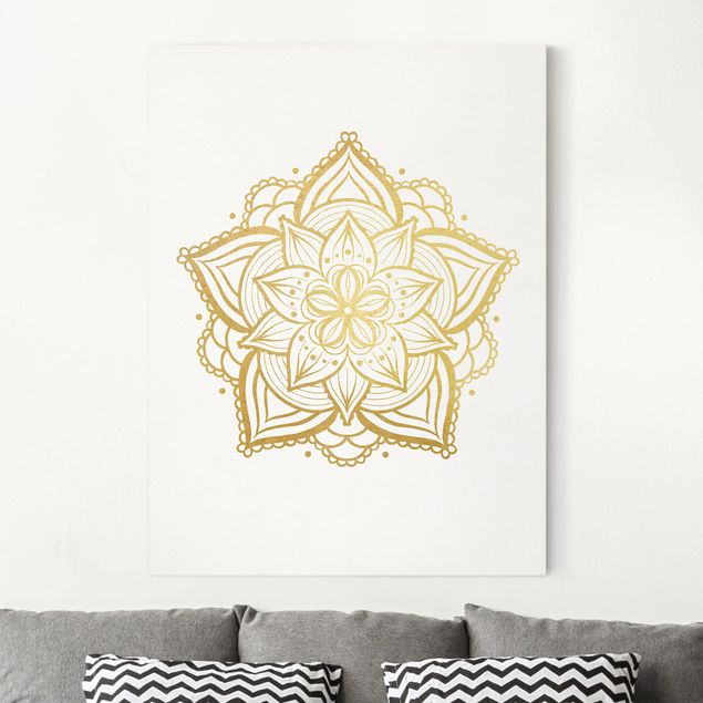 decoraçao cozinha Mandala Flower Illustration White Gold