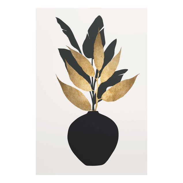 Quadros florais Graphical Plant World - Gold And Black