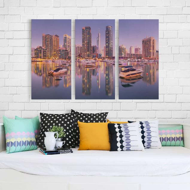 Telas decorativas cidades e paisagens urbanas Dubai Skyline And Marina