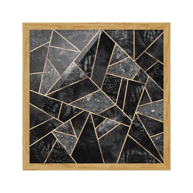 Quadros padrões Grey Triangles Gold