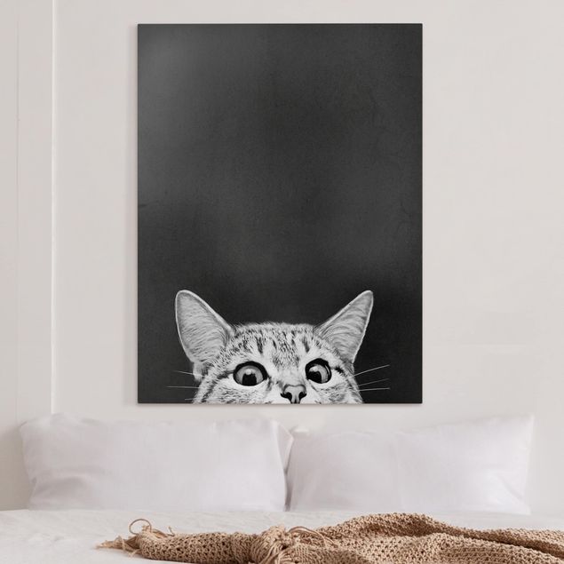 Quadros famosos Illustration Cat Black And White Drawing