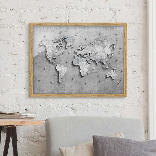 decoraçao para parede de cozinha Concrete World Map