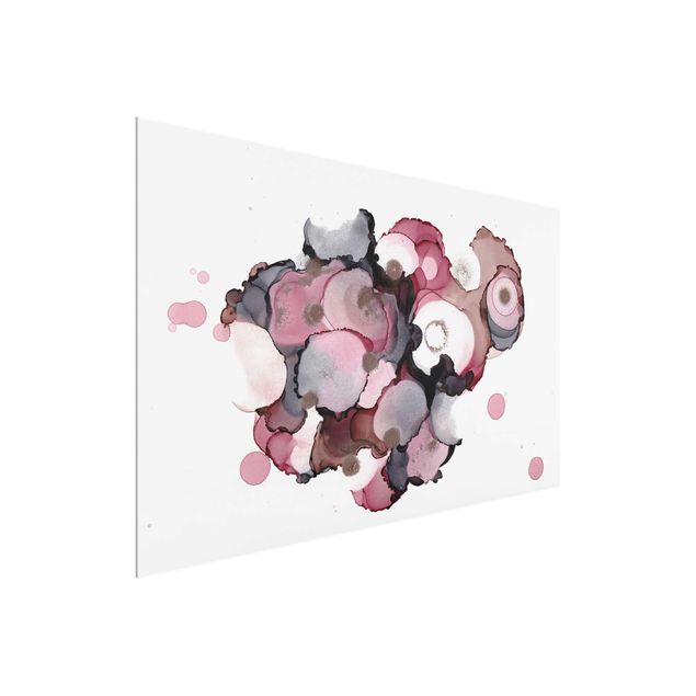 quadros abstratos para sala Pink Beige Drops With Pink Gold