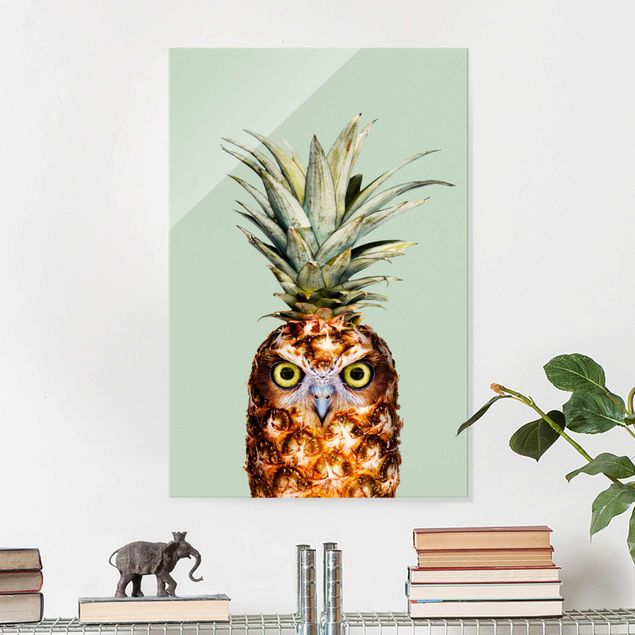 quadro de vidro Pineapple With Owl