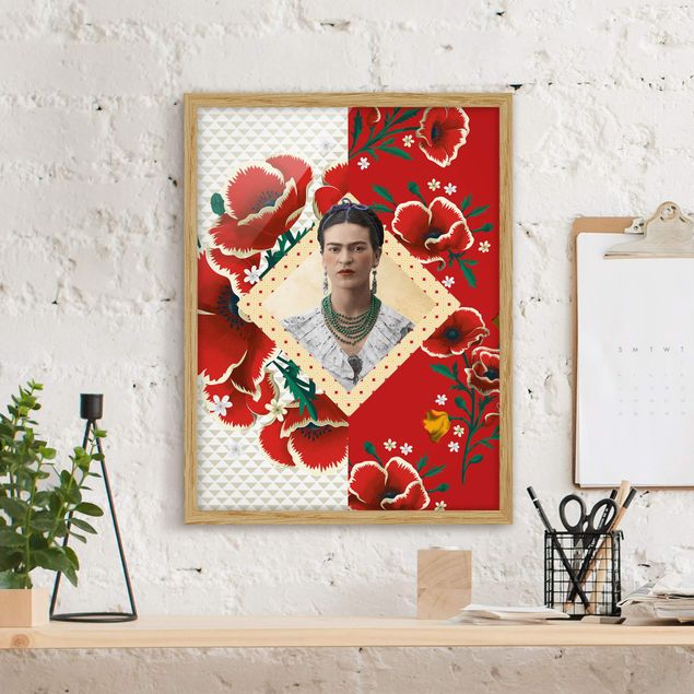 decoraçao para parede de cozinha Frida Kahlo - Poppies