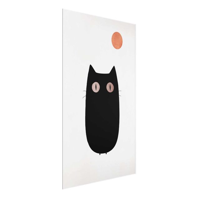 Quadros em vidro animais Black Cat Illustration