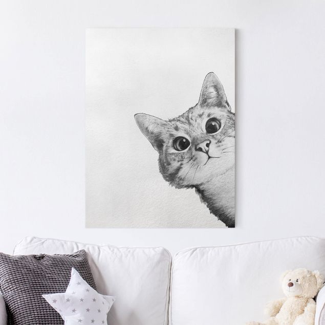 Quadros famosos Illustration Cat Drawing Black And White