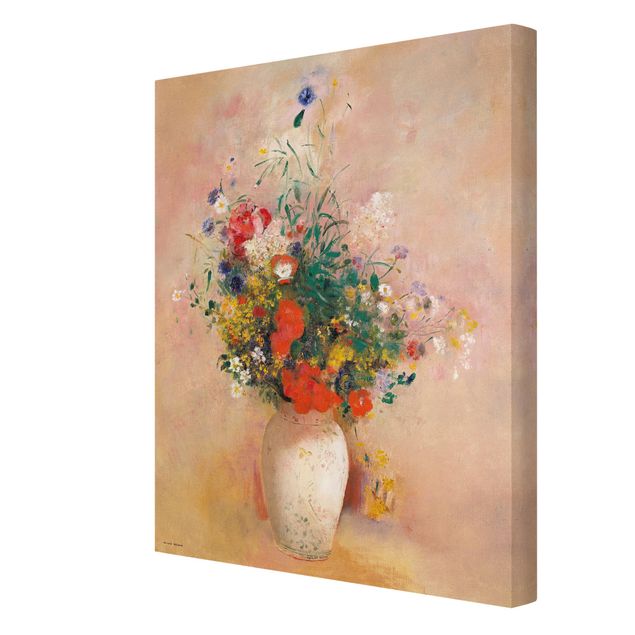 quadros flores Odilon Redon - Vase With Flowers (Rose-Colored Background)