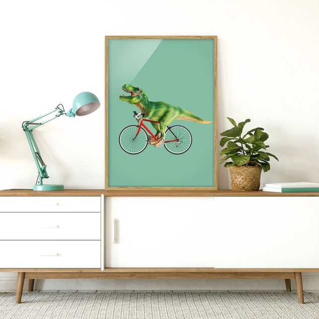 decoração quarto bebé Dinosaur With Bicycle