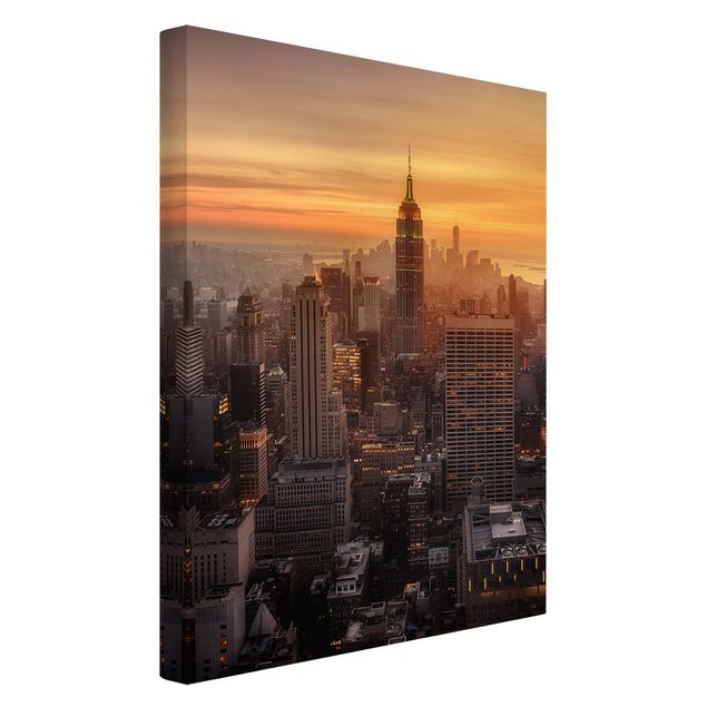 Telas decorativas pôr-do-sol Manhattan Skyline Evening