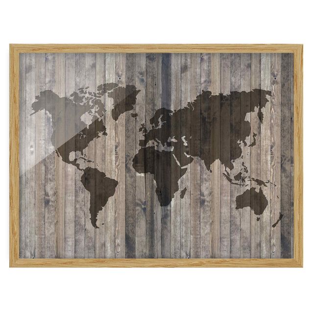 Quadros modernos Wood World Map