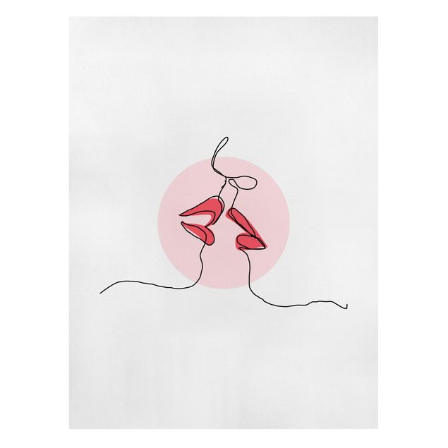 quadro de amor Lips Kiss Line Art