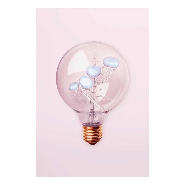 Quadros rosas Light Bulb With Jellyfish