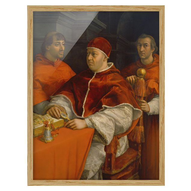 Quadros com moldura flores Raffael - Portrait of Pope Leo X