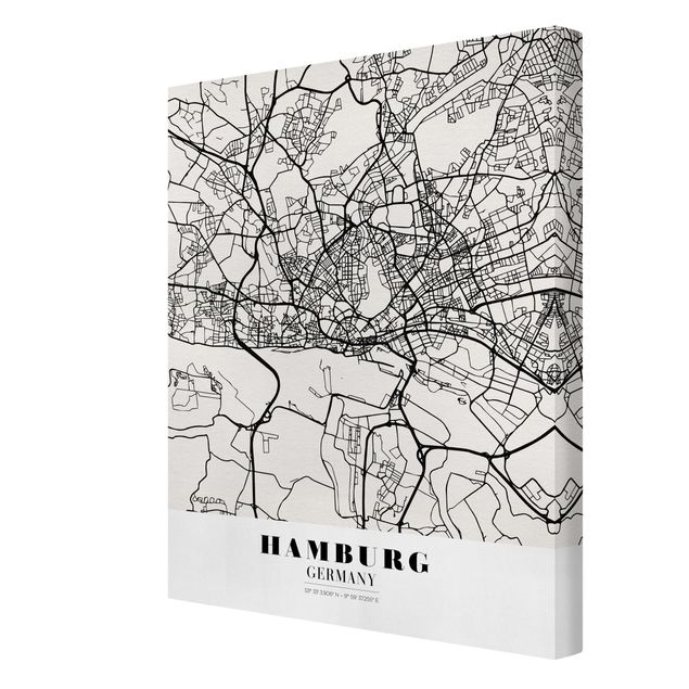 quadros em preto e branco Hamburg City Map - Classic