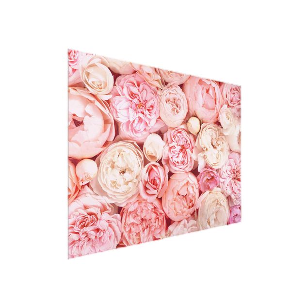 Quadros em vidro flores Roses Rosé Coral Shabby