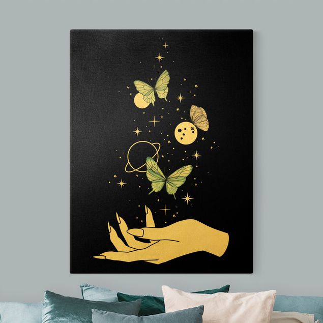 Quadros modernos Magical Hand - Butterflies And Planets