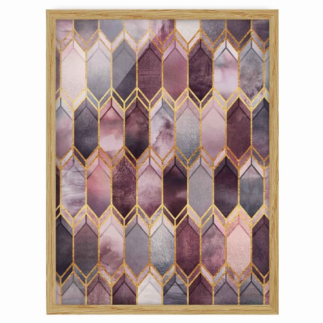 Quadros padrões Stained Glass Geometric Rose Gold