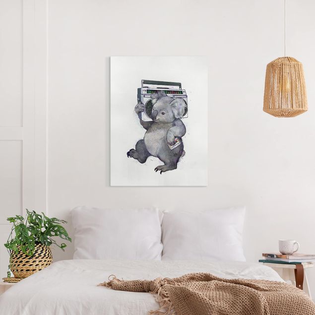 decoraçoes cozinha Illustration Koala With Radio Painting