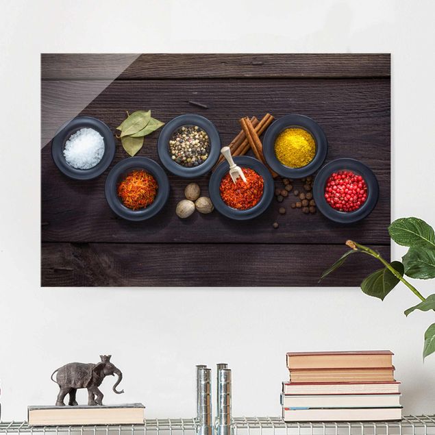 decoraçao para parede de cozinha Black Bowls With Spices