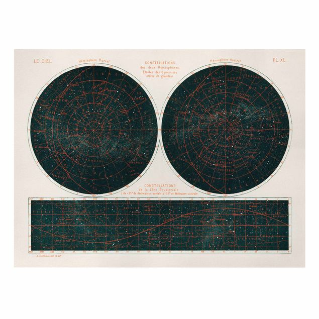 Quadros pretos Vintage Illustration Constellations