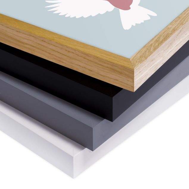 quadros modernos para quarto de casal Line Art Pigeons Pastel