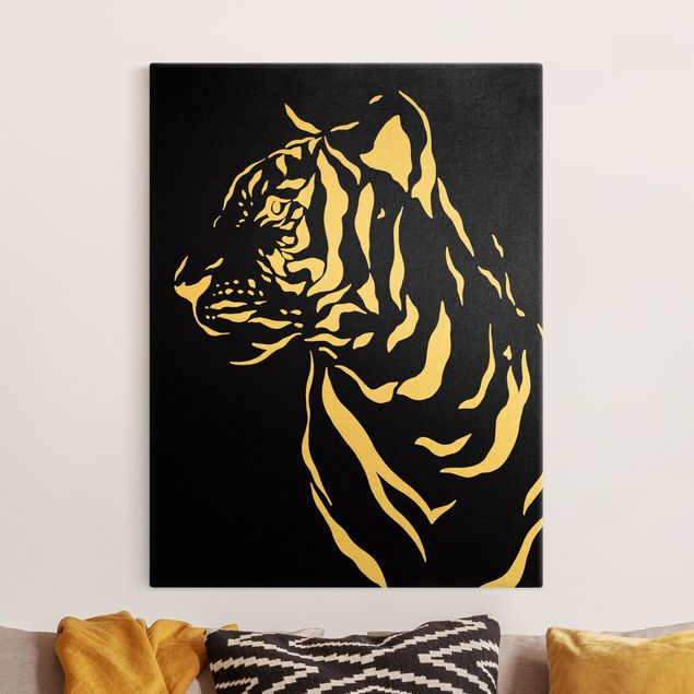 Telas decorativas tigres Safari Animals - Portrait Tiger Black