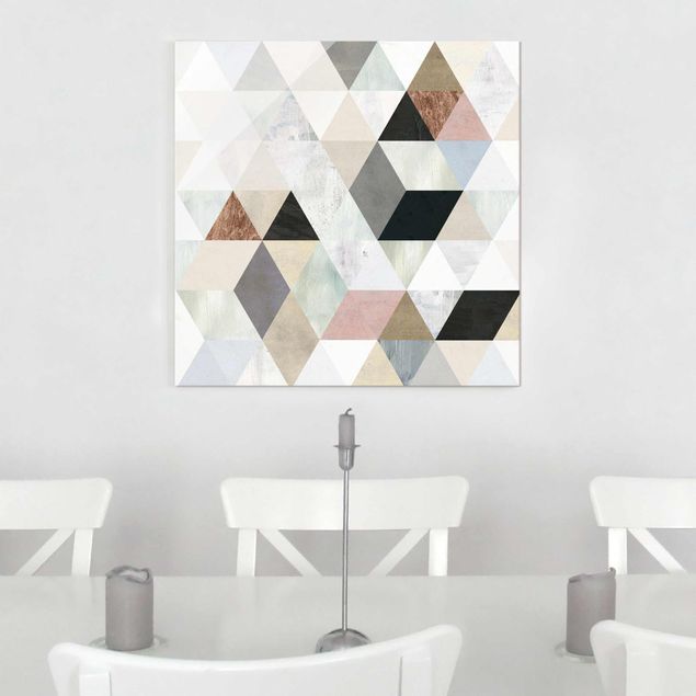 quadros decorativos para sala modernos Watercolour Mosaic With Triangles I