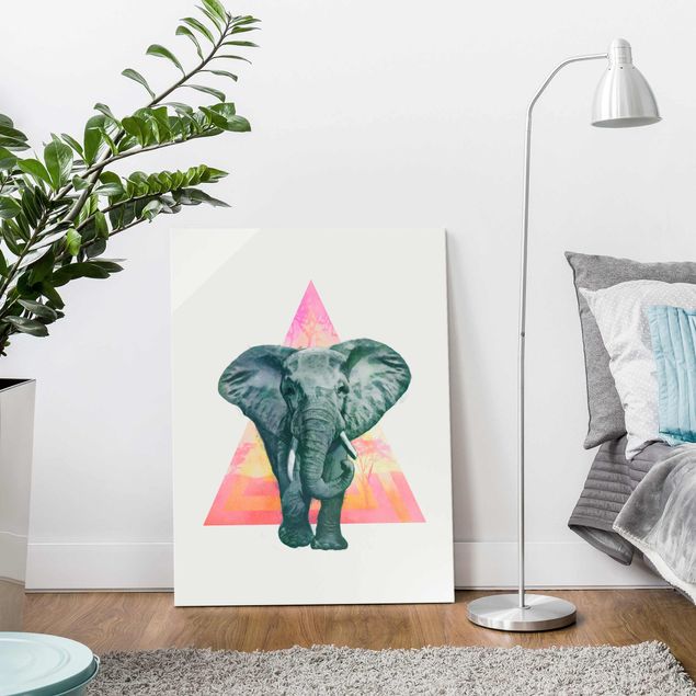 decoraçao para parede de cozinha Illustration Elephant Front Triangle Painting