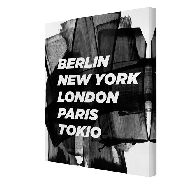 Telas decorativas em preto e branco Berlin New York London